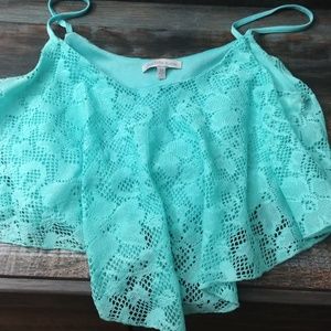 Blue lace crop top